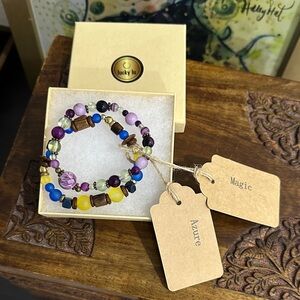 Two Stackable Beaded Bracelets "Azure" & "Magic"